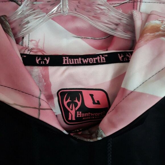 Huntworth Drysdale Hooded Jacket Women Large Black Pink Camo Pullover - Picture 3 of 11